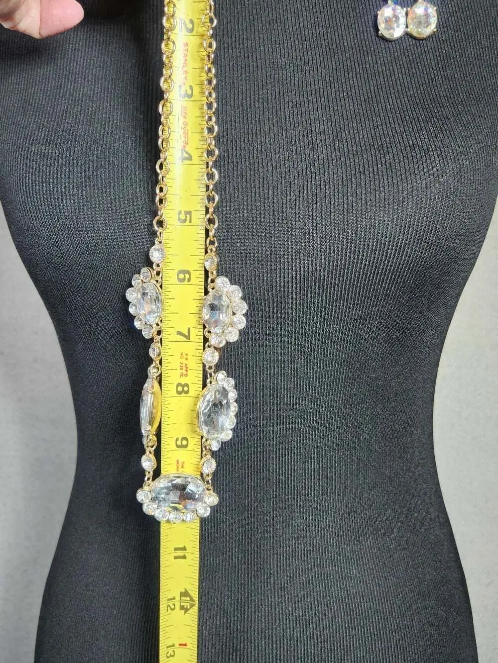 Necklace & Earrings Set Gold Tone Clear Rhinestone Floral  20